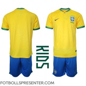 Brasilien Hemmatröja Barn VM 2022 Kortärmad (+ korta byxor)